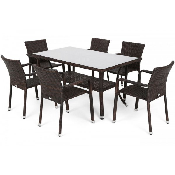 Spisegruppe Sumba bord + 6 stoler - Brun Spisegruppe Sumba bord + 6 stoler - Brun