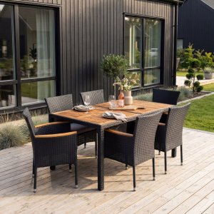 Utendørs lenestol i rotting - Svart plastrotting til terrasse og balkong Utendørs lenestol i rotting - Svart plastrotting til terrasse og balkong