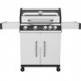 Gassgrill i rustfritt st�l med sidebrenner og glassvindu 68x42 cm