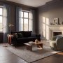 Memo dyp 3-seters sofa - svart fl�yelsstoff matt fl�yel 99 - 215x105x95 cm