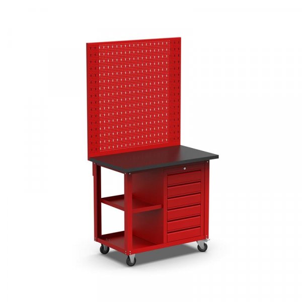 Arbeidsvogn med pinnebrett og 6 skuffer | Kaldvalset stl | 100x60x191cm | RD