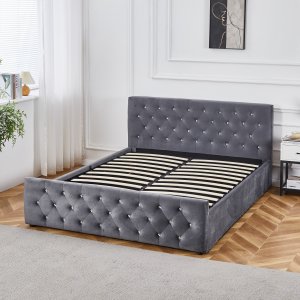 Sengeramme i gr� fl�yel 180 x 200 cm - Dubai