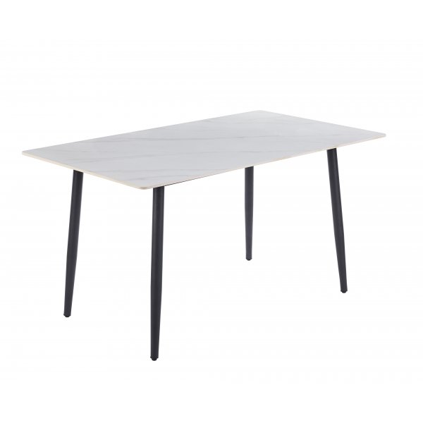 Inez spisebord med keramisk hvit matt marmor - 140x80 cm