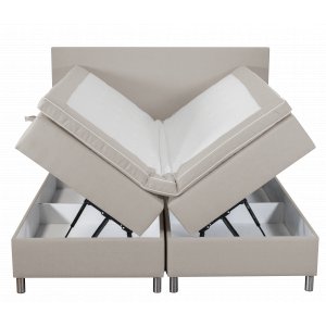 Seng med oppbevaring beige boksseng 180x200 cm
