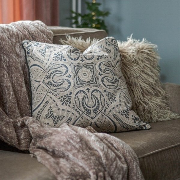 Putetrekk 50 x 50 cm Beige/M�rkebl� - Manja