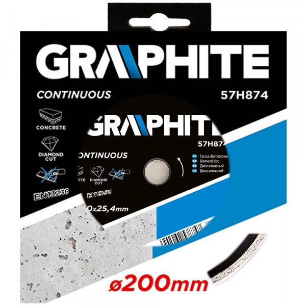 Diamantkappeskive, 200 x 25,4 mm, kontinuerlig