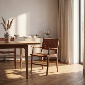 Lenestol Skinn Cognac/Teak - Porto Stor