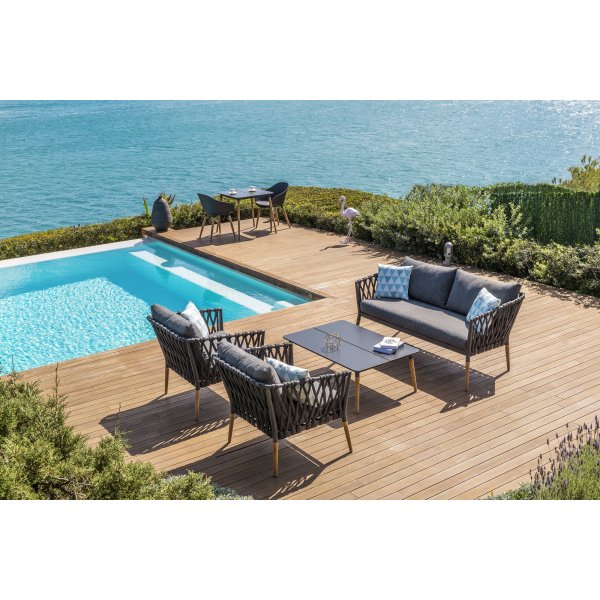 Livsstil Hage utegruppe Ipanema med sofa, 2 lenestoler og salongbord - Grå / Teak / Olefin Livsstil Hage utegruppe Ipanema med sofa, 2 lenestoler og salongbord - Grå / Teak / Olefin