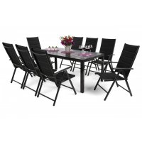 Utespisegruppe Ibiza bord 185cm + 8 stoler - Svart Utespisegruppe Ibiza bord 185cm + 8 stoler - Svart