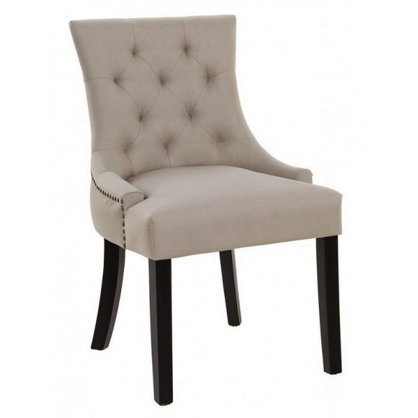 Tuva spisestuestol beige med m�rkebrune ben