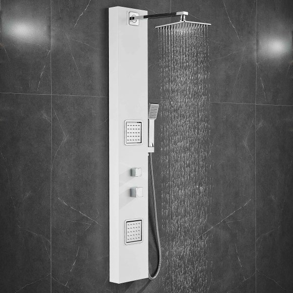 Amber dusjpanel - hvitt rustfritt stl