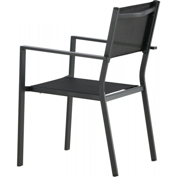 Matvaregruppen i Chania; 6 Copacabana-stoler med spisebord 205 x 90 cm - Svart/natur + Tekstilimpregnering for utembler