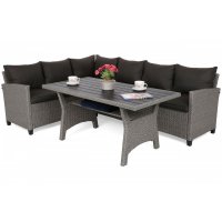 Hjørnesofa Lagos med bord - Grå/svart melert Hjørnesofa Lagos med bord - Grå/svart melert