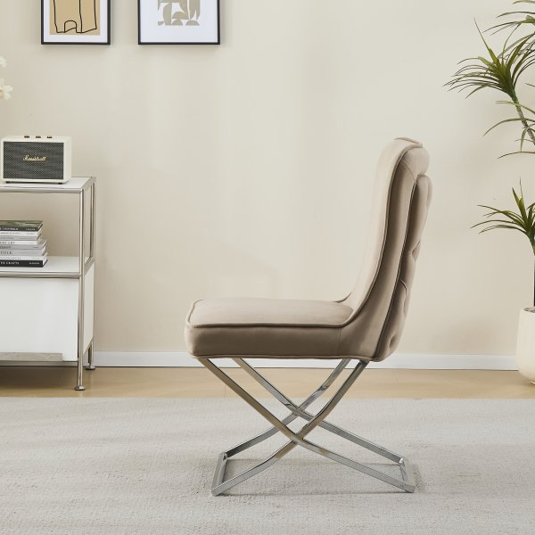 Stol med kromben - beige fl�yel - Luksus