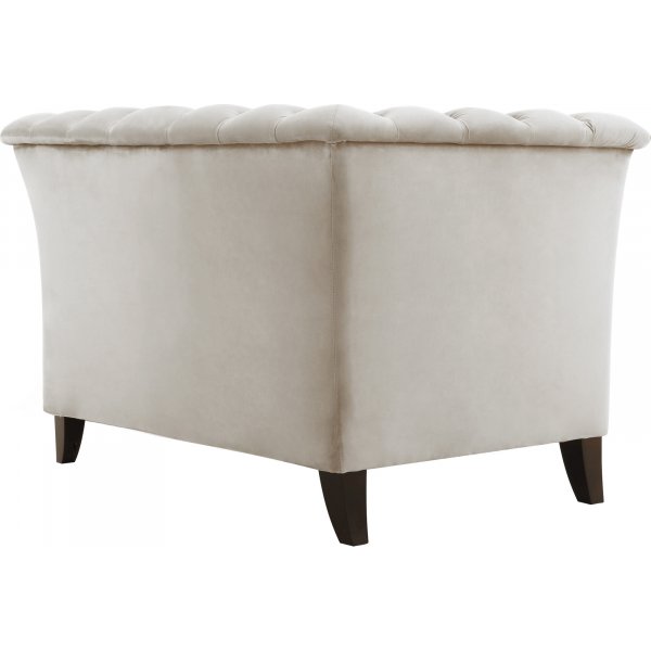 Lenestol i chesterfield beige fl�yel - Milton