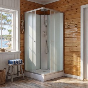 Dusjkabinett 80×80x205 cm | Hvitt glass og helt lukket | Aether Dusjkabinett 80×80x205 cm | Hvitt glass og helt lukket | Aether