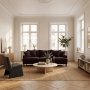 Sofa Dalton 225 cm - M�rkebrunt imitert skinn