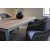 Matgruppe Alva: Spisebord i teak / galvanisert stål med 6 Mercury lenestoler i grå kunstrotting