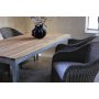 Matgruppe Alva: Spisebord i teak / galvanisert stl med 6 Mercury lenestoler i gr kunstrotting