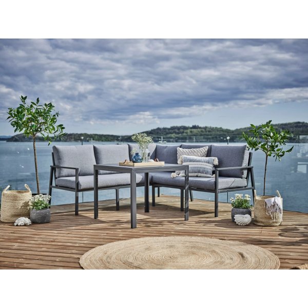 Easy living Melo loungegruppe i aluminium med lysegr� puter