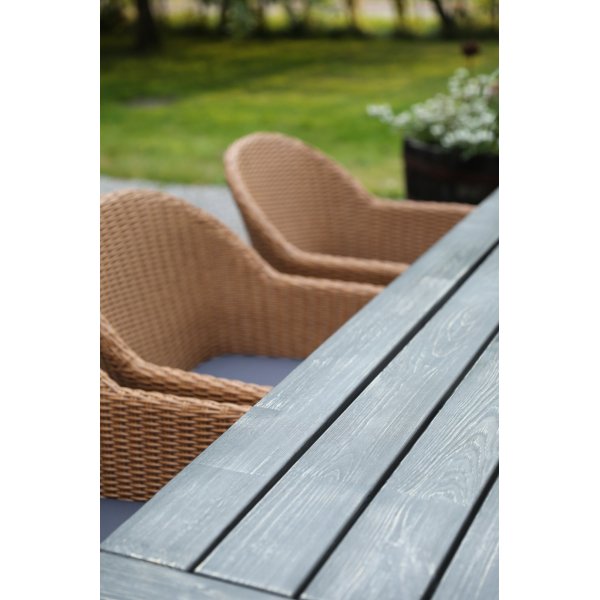 Oxford utegruppe, grtt bord 220 cm inkl. 6 stk. valetta naturfargede spisestoler + Tekstilimpregnering for utembler