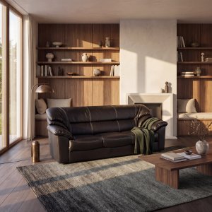 Dominic svart 3-seters sofa i kunstskinn - bredde 182 cm og dybde 84 cm