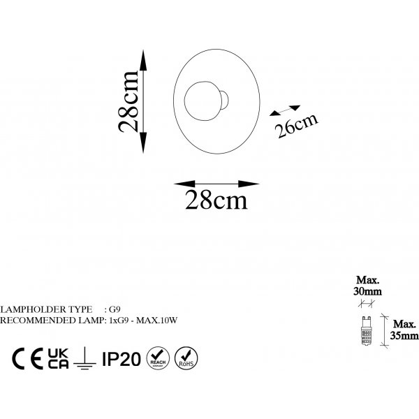 Kurt vegglampe �28 cm - Kobber