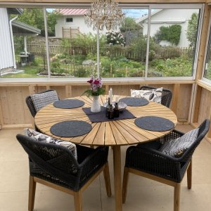 Spisegruppe utem�bler 6 seter akasietre GSP st�l antrasitt