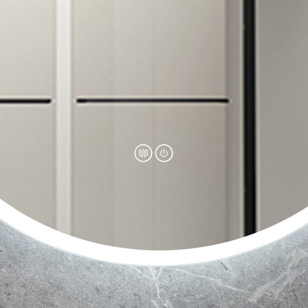 Rundt baderomsspeil 120 cm med LED-belysning, antidugg og ber�ringskontroll
