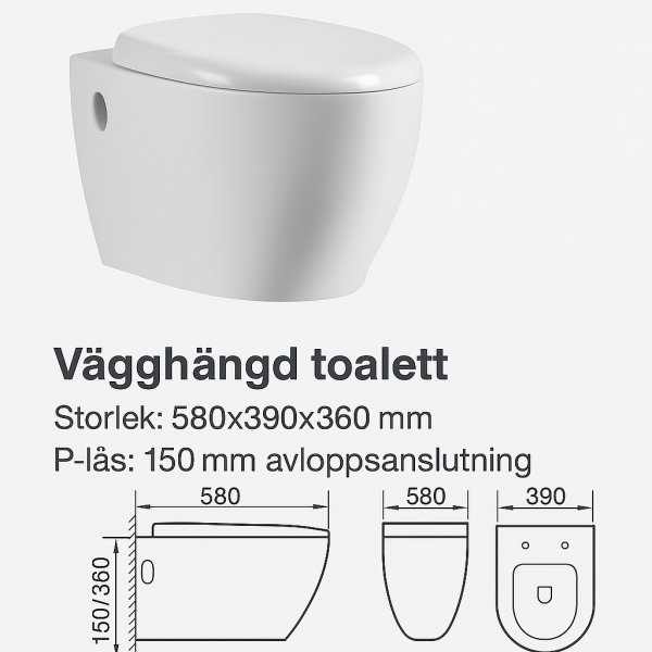Vegghengt toalett Solin - Hvit Vegghengt toalett Solin - Hvit