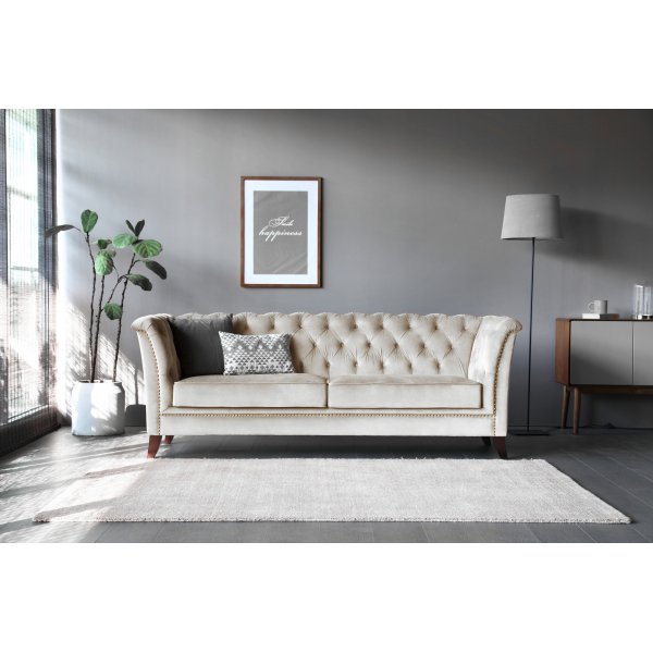 Sofa 3-seters Chesterfield beige - Milton