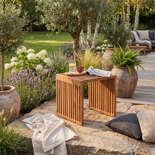 Sidebord Teak 40x40 cm - Utemøbler Lite sidebord i tre Sidebord Teak 40x40 cm - Utemøbler Lite sidebord i tre