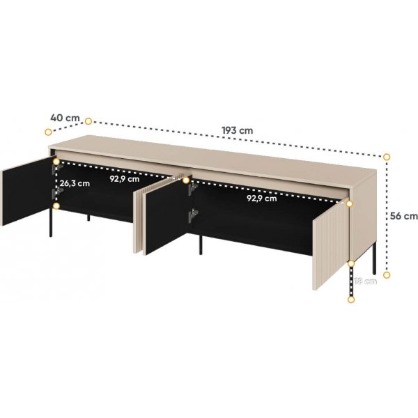 TV-stativ med LED - Beige/svart