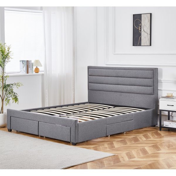 Sengeramme med oppbevaring inkludert hodegavl 160 x 200 cm gr�