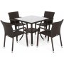 Spisegruppe Sumba bord + 4 stoler - Brun melert