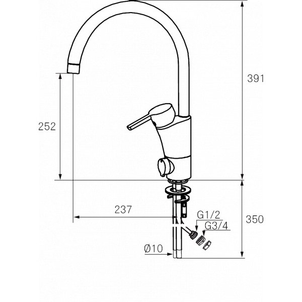 Mora MMIX K5 Med avstengingsventil for oppvaskmaskin Mora MMIX K5 Med avstengingsventil for oppvaskmaskin