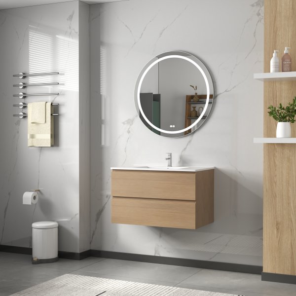 Baderomsmbler Milan 80 cm - Lyst tre