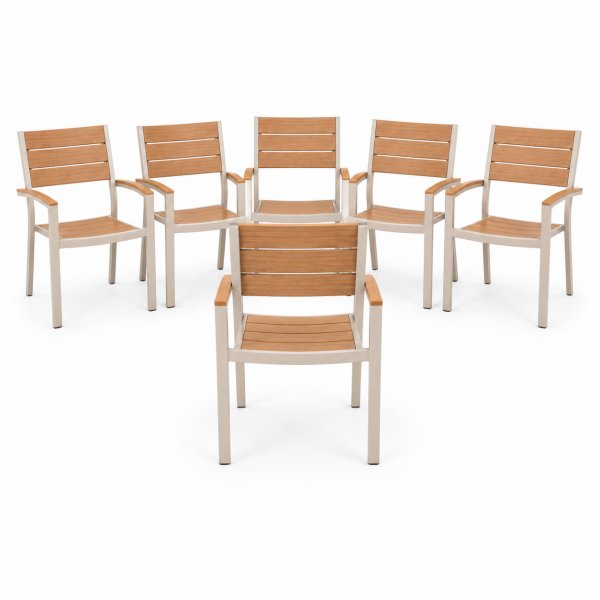 Hagestoler Gardeney Las Vegas - 6-pakning Beige Aluminium og Aintwood Hagestoler Gardeney Las Vegas - 6-pakning Beige Aluminium og Aintwood