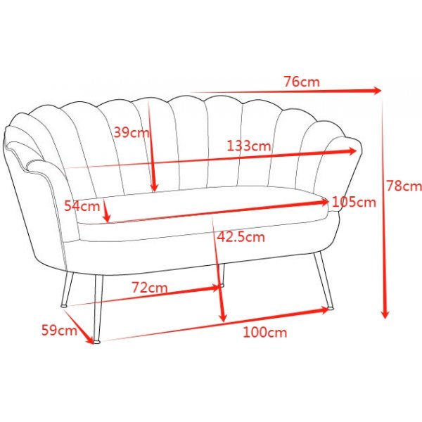 2-seters sofa grønn/messing - Kingsley 2-seters sofa grønn/messing - Kingsley