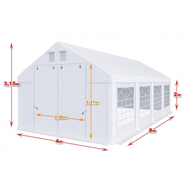 Partytelt i PVC - 4 x 8 m