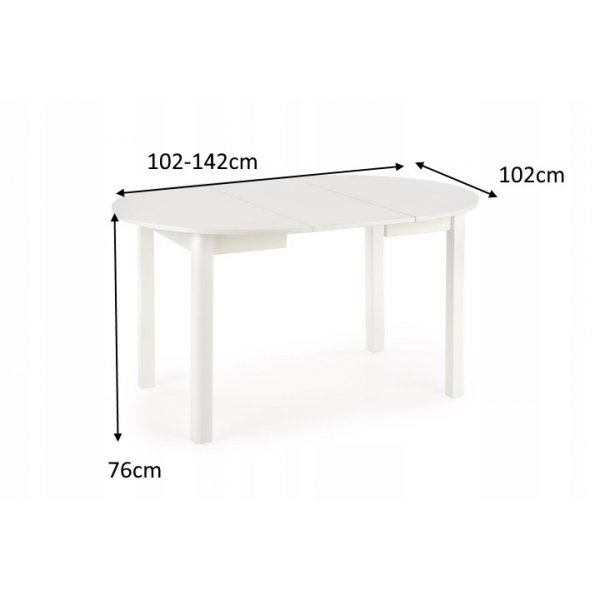 Spisebord hvitt uttrekkbart 102-142 cm Spisebord hvitt uttrekkbart 102-142 cm
