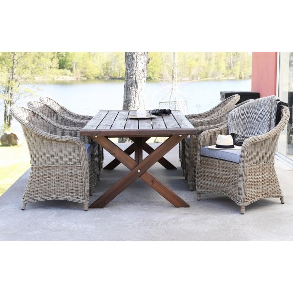 Utebord Oxford 220 cm - Brunlasert + Tekstilimpregnering for utemøbler Utebord Oxford 220 cm - Brunlasert + Tekstilimpregnering for utemøbler