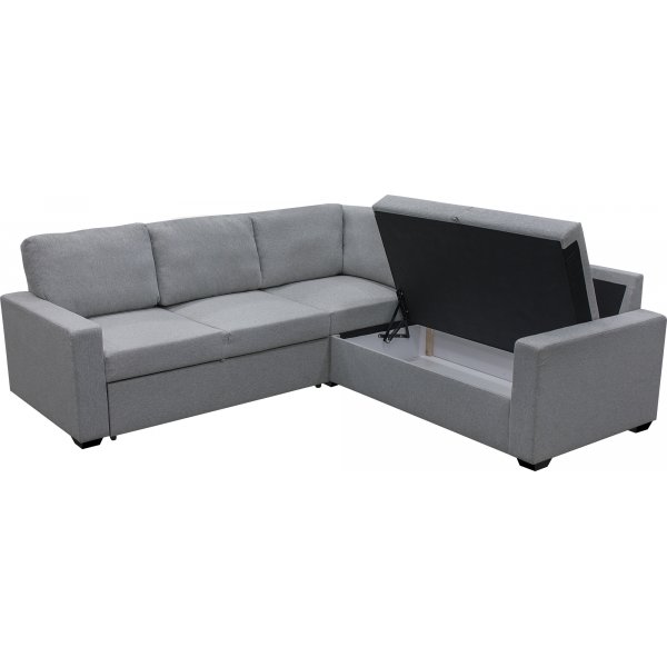 Hjørnesofa Belissa med sengefunksjon og oppbevaring - 235x235 cm - mørkegrå Hjørnesofa Belissa med sengefunksjon og oppbevaring - 235x235 cm - mørkegrå