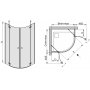 Dusjhjrne halvrundt TX - 6mm glass