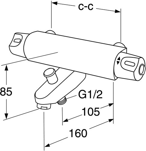 Gustavsberg Nautic termostat badekararmatur, 160 cc Gustavsberg Nautic termostat badekararmatur, 160 cc