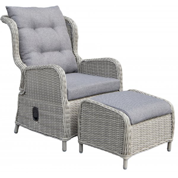 Haymond utemøbelsett (2 nedfellbare lenestoler, 1 bord) - Grå kunstrotting Haymond utemøbelsett (2 nedfellbare lenestoler, 1 bord) - Grå kunstrotting