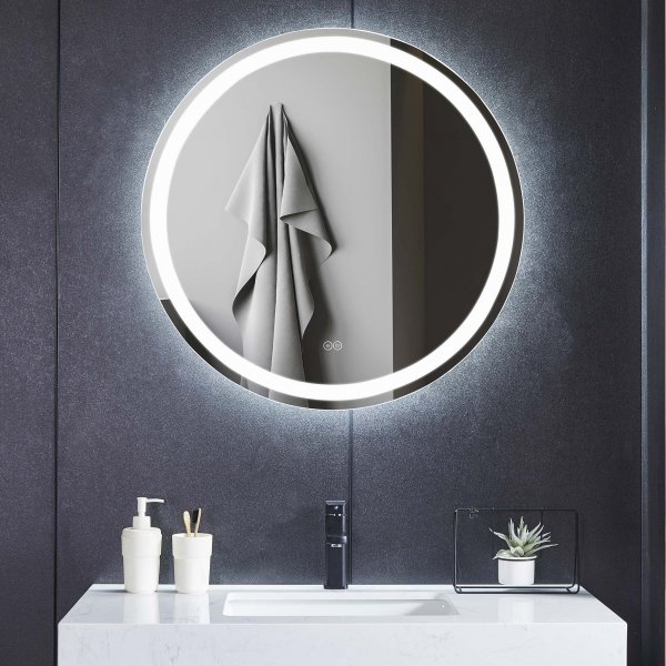 Baderomsspeil 60 cm | LED-belysning, antidugg og dimmer