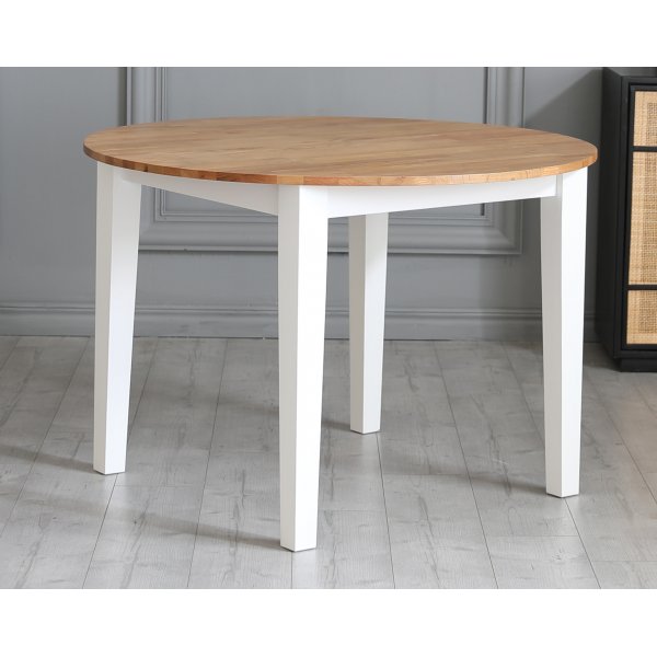 Rundt spisebord Ø110 cm Hvit / Oljet eik - Dalön Rundt spisebord Ø110 cm Hvit / Oljet eik - Dalön