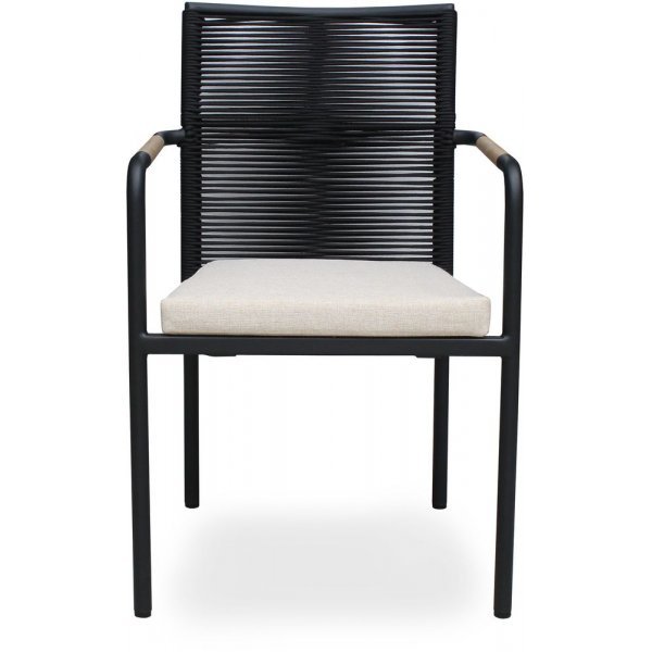 Utestol stabelbar i tau - Svart/Teak + Rengjringsspray for utembler