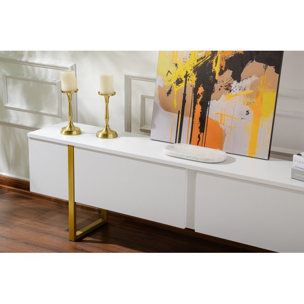Serenity TV-stativ 180 cm - Hvit/gull